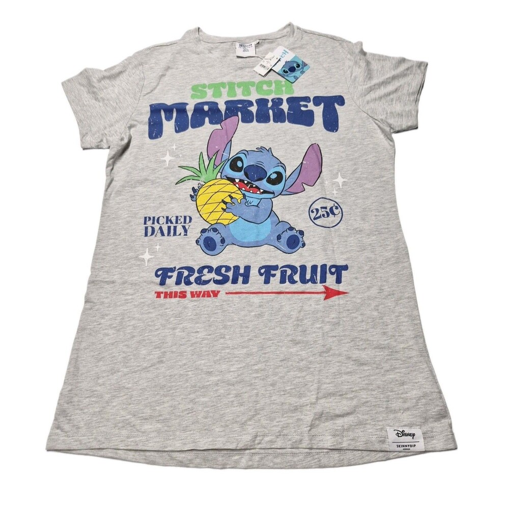 Disney Skinnydip London Stitch Market Fresh Fruit Gray T Shirt Mens Medium NWT